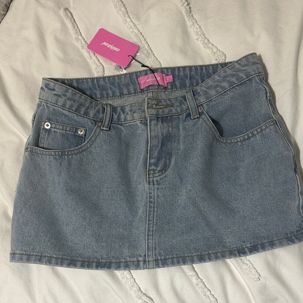 Edikted Blue Denim Mini Skirt | NEW Chiara Denim Micro Skirt Light Blue
